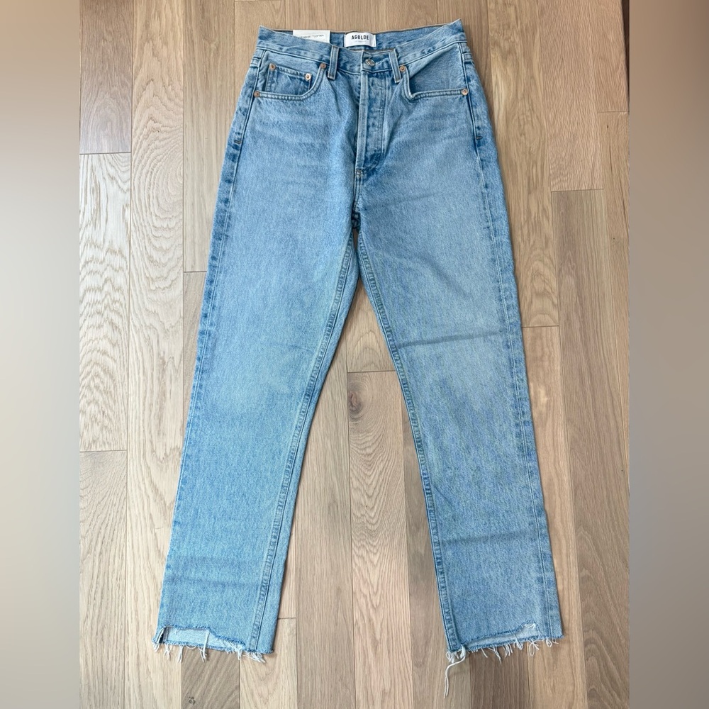 AGOLDE • High Rise Straight Crop Denim Jean in Zephyr